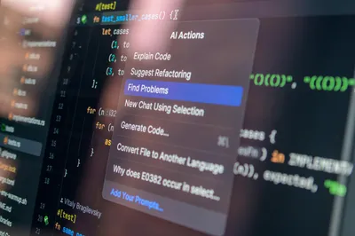 Close-up of an AI assistant suggesting code in a developer's editor